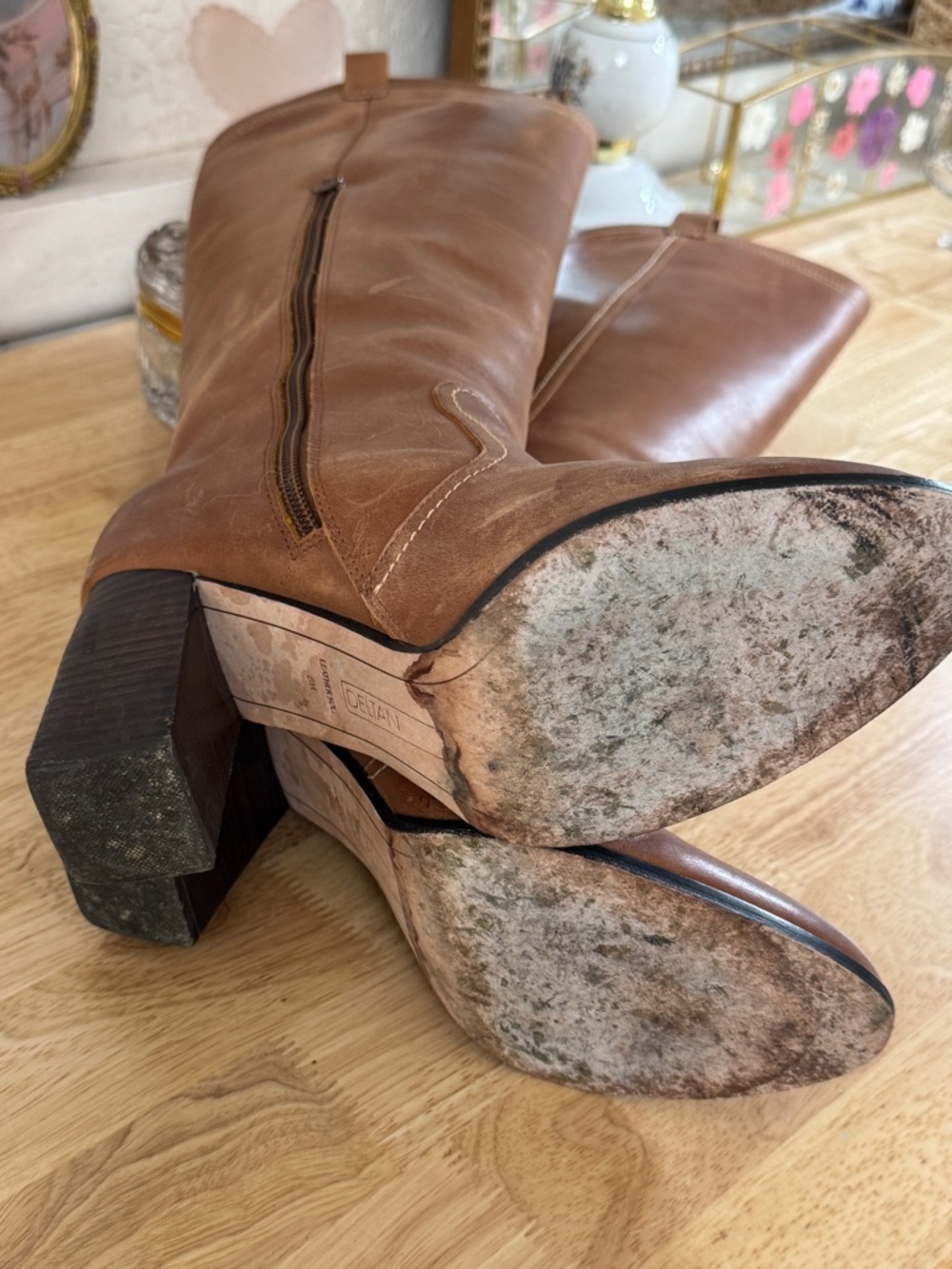 Deltan Brianne Women's Size 8M Western Tall Brown Classy Chic Leather Boots - Picture 10 of 15
